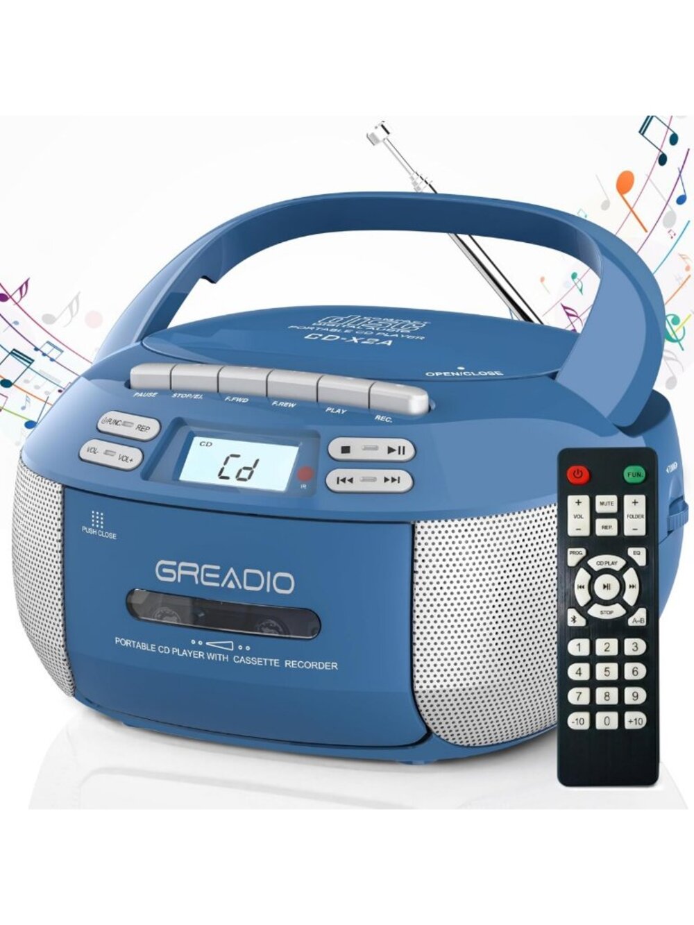 Vintage-Inspired Bluetooth Boombox CD & Cassette Player Combo, Retro Music